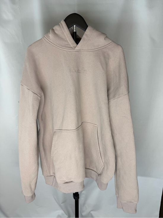 Comfrt Tops - Comfrt Beige Taupe Oversized Hoodie Unisex 2XL Tonal Logo Fleece Sweatshirt